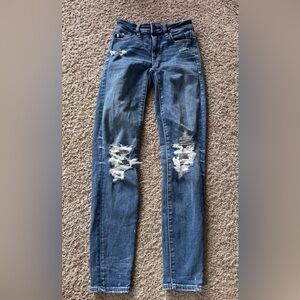 American Eagle High Rise Jegging Distressed 00 Regular Skinny